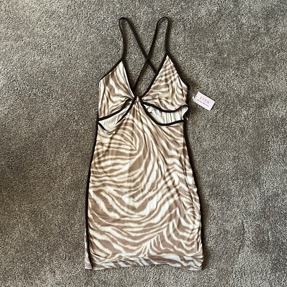 Brand new Brown bodycon zebra print xs dress - Picture 1 of 2
